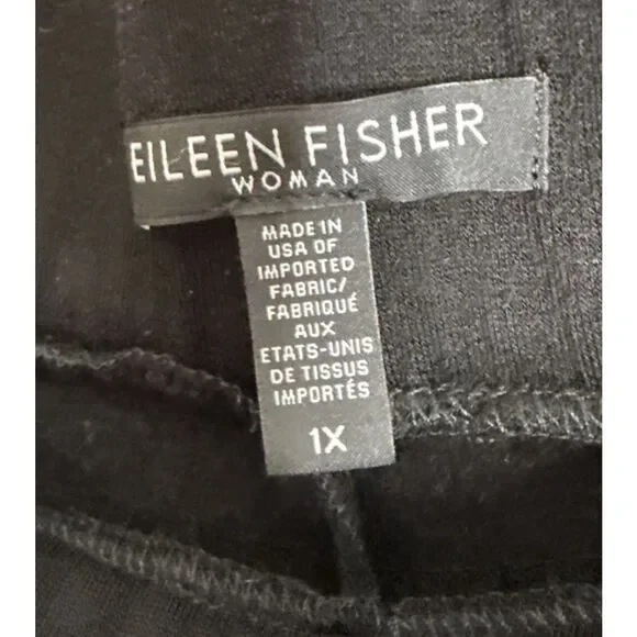Eileen Fisher 1X Jersy Knit Slouchy Jogger Pants Size Black Pleats Soft Lounge - Picture 3 of 9